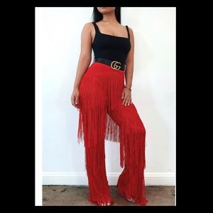 MESHKI AMIRA RED FRINGE PANTS ❤️😍 size S
